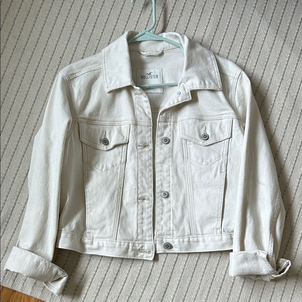 Hollister Women's White Jean Jacket